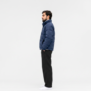 Chaqueta Acolchada con Capucha para Hombre, Color Sólido, Resistente al Viento, Poliéster/Algodón, Cierre de Cremallera, Largo Regular, Relleno de Poliéster - Product Image 4