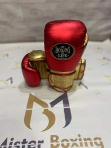 Nouveauté, gants de boxe professionnels sur mesure rouge or, sans boxe il n'y a pas de vie, pour le combat, le sparring et l'entraînement - Product Image 3