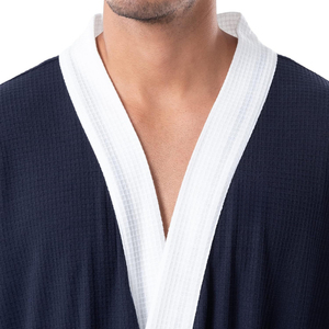 Peignoir de luxe en coton pour homme - Robe longue en polaire à col châle, douce et respirante, utilisable toute l'année - Product Image 6