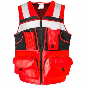 10 Pockets Summer Safety Vest for Men Women High Visibility with 3M Reflective <b>Strips</b> Oxford <b>Fabric</b> Guard Use Jacket Style - Product Image 3
