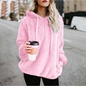 Otoño Invierno sudaderas con capucha de manga larga abrigo cálido pulóver sudadera felpa cuello alto cremallera cuello mujeres mullido suelto con capucha prendas de vestir exteriores - Product Image 4
