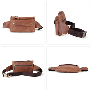 Sac banane unisexe en cuir vintage de haute qualité 2026 avec fermeture éclair marron pour usage quotidien décontracté - Product Image 4