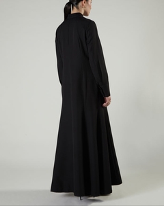 Elegant Women's Black Dubai Abaya Style Maxi Dress With Mandarin Collar & Keyhole Traditional Islamic Clothing and Accessory - Product Image 6