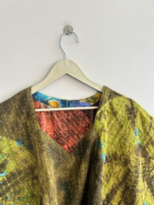 Haut tricoté oversize pour femme, style bohème tie-dye, en viscose et coton, à bretelles spaghetti et col halter, grande taille, pour l'été - Product Image 6