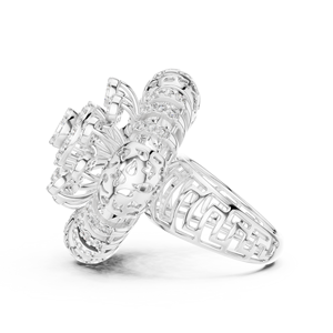 Anillo de cóctel llamativo con diamante cultivado en laboratorio, anillo de banda ancha de diseñador con diamantes pavé, joyería de lujo con diamantes de múltiples capas - Product Image 5