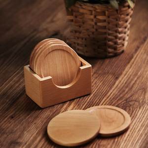 Classic Wooden Tea <b>Cup</b> <b>Mat</b> Eco-Friendly Custom Engraved Printed Bulk Natural Thick Wood Coaster Drinks - Product Image 2