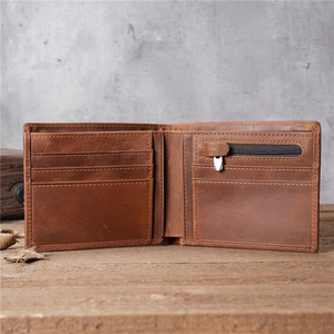 <b>Men's</b> Genuine Leather Slim <b>Wallet</b> With Striped Lining Fold Closure Card Holder Short Length Minimalist Design - Product Image 6