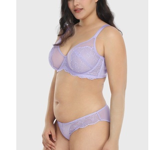 Conjunto de sujetador con aros y copa completa estilo francés personalizado con estampado floral, ultrafino, talla 32, bralette ajustable para mujer. - Product Image 6