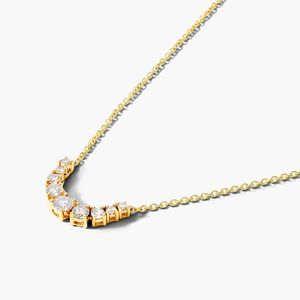 สร้อยคอเพชรเพาะเลี้ยงในห้องปฏิบัติการที่ได้รับการรับรองจาก IGI ทองคำขาว 14K ประดับเพชรทรงโค้ง สร้อยคอแบบสเตชั่น ดีไซน์หรูหรา ของขวัญเครื่องประดับชั้นดี - Product Image 3