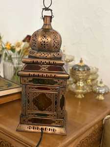 <b>Large</b> Moroccan Metal <b>Lantern</b> Authentic Hand-Punched Metal Floor Lamp Filigree Shadow Lamp Geometric Moorish Boho Gift - Product Image 6