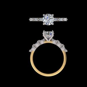 Elegante Anillo de Compromiso con Diamante Redondo de 1.36 Quilates, Oro Sólido de 14k/18k, Anillo de Boda con Piedras Laterales, Joyería Fina de Lujo para Aniversario - Product Image 3