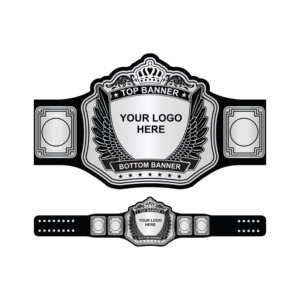 Ceinture de championnat en argent personnalisée avec logo, trophée de vainqueur avec design bouclier ailé, sangle en cuir originale - Product Image 1