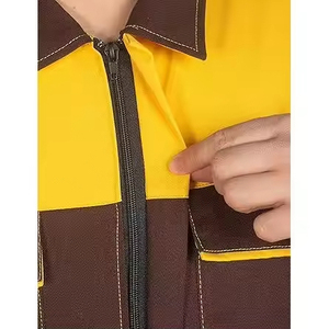 Zohan Creations – Combinaisons de travail unisexes confortables en coton 100 % marron et jaune, personnalisables OEM/ODM, avec plusieurs poches – Fournisseur d'ensembles de travail - Product Image 4