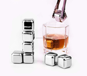 Cubitos de Hielo Cuadrados de Acero Inoxidable, Piedras Metálicas Reutilizables para Whisky, Accesorios de Bar - Product Image 1