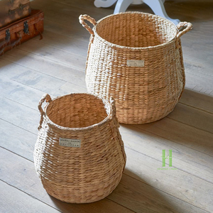 Eco-Friendly Seagrass Storage Basket Handmade Natural Woven Basket with Handles Home Organization Laundry Basket Vietnam - Product Image 1