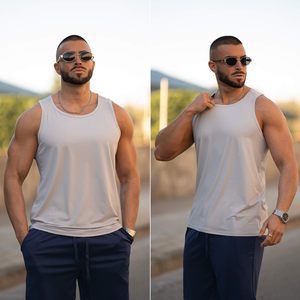 Wholesale Athletic Men’s Tank Top Sleeveless Gym Vest Fitness Workout Shirt Stretch <b>Running</b> <b>Singlet</b> Custom Logo Private Label - Product Image 6