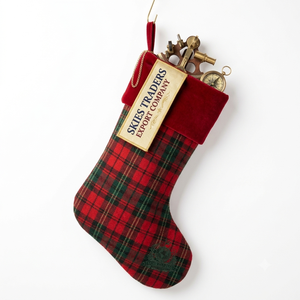 Chaussette de Noël en velours rouge de luxe en gros, avec bordure en fourrure dorée personnalisée et broderie en fil métallique, cadeau festif - Product Image 3