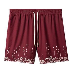 Shorts en velours côtelé rose pour homme, taille élastiquée avec cordon de serrage, poches, style décontracté, couleur unie, taille mi-haute, respirant - Product Image 3