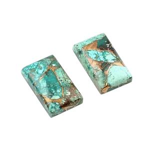 Cabujón Plano Natural de 12x20 mm, de Alta Calidad, Compuesto de Crisocola, Cuarzo y Cobre, Rectangular, para la Elaboración de Joyas - Product Image 1