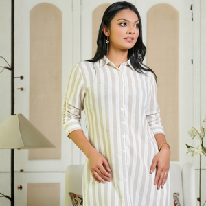 Vestido Casual de Algodón a Rayas Contemporáneo Hecho en Sri Lanka - Product Image 2