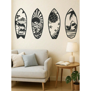 CIFbuy Moderna Scultura da Parete in Metallo a 4 Pezzi a Forma di Tavola da Surf, Decorazione Costiera per Casa al Mare, per Soggiorno, Camera da Letto, Cucina - Regalo per la Camera da Letto - Product Image 5