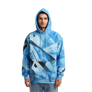 Sudadera con Capucha Azul Cielo para Hombre, Diseño Sublimado con Patrón de Fragmentos, Estilo Casual y Holgado - Product Image 1