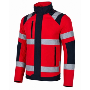 Chaqueta de Seguridad de Alta Visibilidad, Amarilla y Negra con Rayas Reflectantes, Cierre Completo, Clase 2, Impermeable, con Luz LED Intermitente, Marca Personalizada - Product Image 1