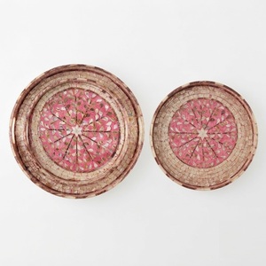 Modern Style <b>Round</b> Mother of Pearl Inlay Decorative Serving Tray Set Hexagon Capiz Shell Mosaic <b>Nesting</b> Trays for <b>Coffee</b> <b>Table</b> - Product Image 6