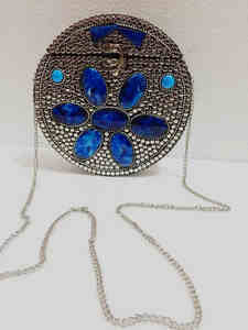 Bolso de mano metálico redondo de lujo para mujer embragues de moda para mujer de India a la venta - Product Image 2