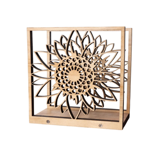 Porta Servilletas de Madera con Diseño de Girasol, Hecho a Mano, para Decoración Rústica de Estilo Campestre, Cortado con Láser, Dispensador de Servilletas para Mesa de Cocina, Excelente Regalo para Mamá - Product Image 1