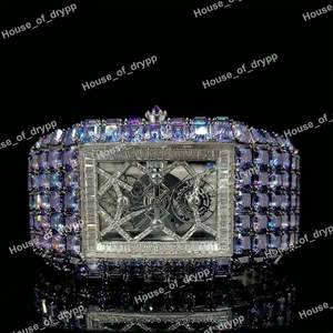 Reloj de Diamantes Moissanite Iced Out, Estilo Hip Hop, para Hombre, Exclusivo, con Corte Baguette, Claridad VVS, Cuarzo, Personalizado, de Moda - Product Image 2