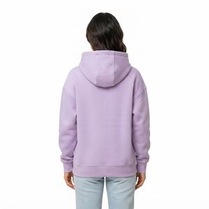 Sudadera con capucha extragrande de forro polar color lavanda para mujer, con bolsillo canguro, estilo casual urbano, etiqueta personalizada - Product Image 2