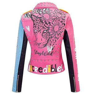 Women Studded Leather <b>Jacket</b> <b>Punk</b> Black Motorcycle Biker <b>Jacket</b> PU Genuine Leather OEM Custom Wholesale Supplier - Product Image 2