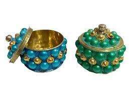 Caja Redonda de Piedra Pulida Hecha a Mano con Diseño Religioso Moderno y Serigrafía para Dibbi/Kumkum, Ideal para Bodas, Decoración del Hogar, Regalos y Festivales - Product Image 2