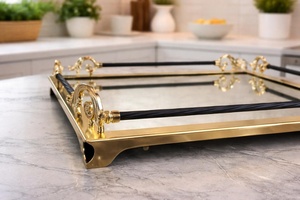 Rectangular Gold Plated <b>Storage</b> <b>Tray</b> With Polished Finish Classic Design For Table Use - Product Image 5