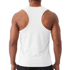 Wholesale <b>Men's</b> <b>White</b> Sleeveless Crew Neck Tank Top Polyester Breathable Front Logo Casual Gym Training Athletic Summer <b>Vest</b> - Product Image 2