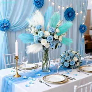 30 Pezzi di Erba della Pampa Artificiale Soffice Blu Chiaro 21,5 Pollici, Fiori Finti Bianchi per Decorazioni da Tavolo per Matrimoni - Product Image 3