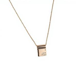 Collier Pendentif Luxe en Or Rose Massif 10/14 carats, Bijou Fin Minimaliste pour Femme, Cadeau Anniversaire Intemporel, Bijoux Modernes - Product Image 4