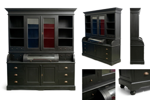 <span class=keywords><strong>Venero</strong></span> - Mueble de Almacenamiento de Madera con Acabado Negro Desgastado Natural, Vitrina de Vidrio y Organizador de Cajones para un Interior de Hogar Elegante - Product Image 6