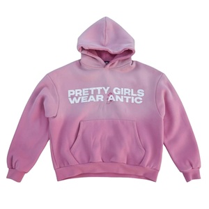 Sweat à capuche d'hiver décontracté avec sérigraphie et décoloration du soleil sur le devant fabriqué avec 100% de coton polaire anti-boulochage pour les filles - Product Image 1