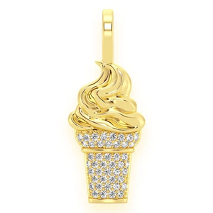 Pendentif cornet de crème glacée Iced Out, finition or blanc, Moissanite VVS, collier de luxe Hip Hop pour homme - Product Image 1