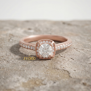 Luxury 925 Sterling <b>Silver</b> Round Cut Lab Grown Diamond Halo Signet Style Engagement Wedding <b>Ring</b> for Women Gift Party Jewelry - Product Image 2