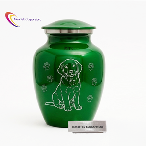 New Launched Trendy Glossy Green Pet <b>Urn</b> Dog Paw Print Design Round Memorial Ashes Jar Premium Metal Eco-Friendly Cremation <b>Urns</b> - Product Image 1