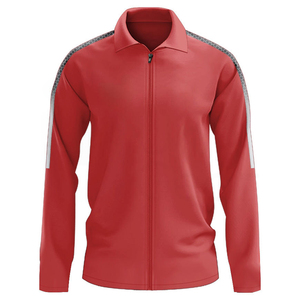 Men's <b>Red</b> Full Zip Tracksuit Set Solid Color Sporty Casual Wear Quick Dry Polyester Long Sleeve <b>Hoodie</b> With Side Pockets - Product Image 2