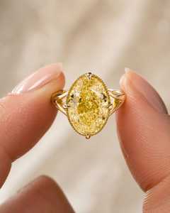 Anillo Solitario Ovalado de Moissanita Amarilla Brillante de 3CT para Mujer, Plata 925 Original con Rodio, Estilo Romántico, Regalo para Enamorados - Product Image 2