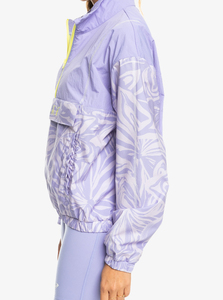 Light Blue Floral Print Quarter-<b>Zip</b> Racer <b>Jacket</b> Unisex Sporty Quick Dry Polyester Spring Wear - Product Image 6