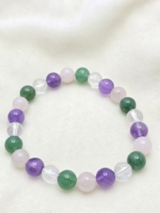 Hermosa Pulsera Tripale Sto de Madera Petrificada de Súper Calidad, con Gemas de Cristal Natural y Piedras Semipreciosas - Product Image 4