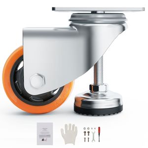 Juego de 4 Ruedas Giratorias de Alta Resistencia de 360 Grados, Capacidad de Carga de 720 Libras, 3 Pulgadas de Diámetro, Ruedas Niveladoras Ajustables para Muebles - Product Image 1