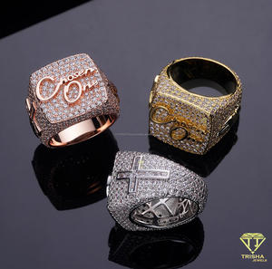 925 <b>Sterling</b> <b>Silver</b> Lab Grown Diamond Iced Out Baguette <b>Ring</b> For <b>Men</b> Luxury Hip Hop Fashion Jewelry Wholesale - Product Image 4