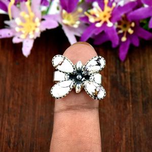 Vintage Wild <b>Horse</b> Turquoise Gemstone Butterfly Cluster Ring Southwestern Fine Ring Jewelry Western Statement Ring For Women - Product Image 3